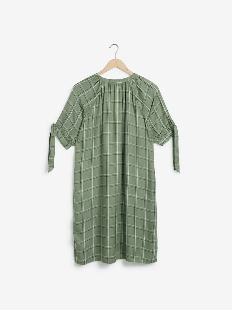 LOV Sage Checkered Stellina Dress