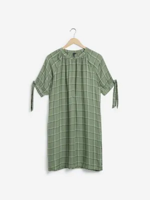 LOV Sage Checkered Stellina Dress