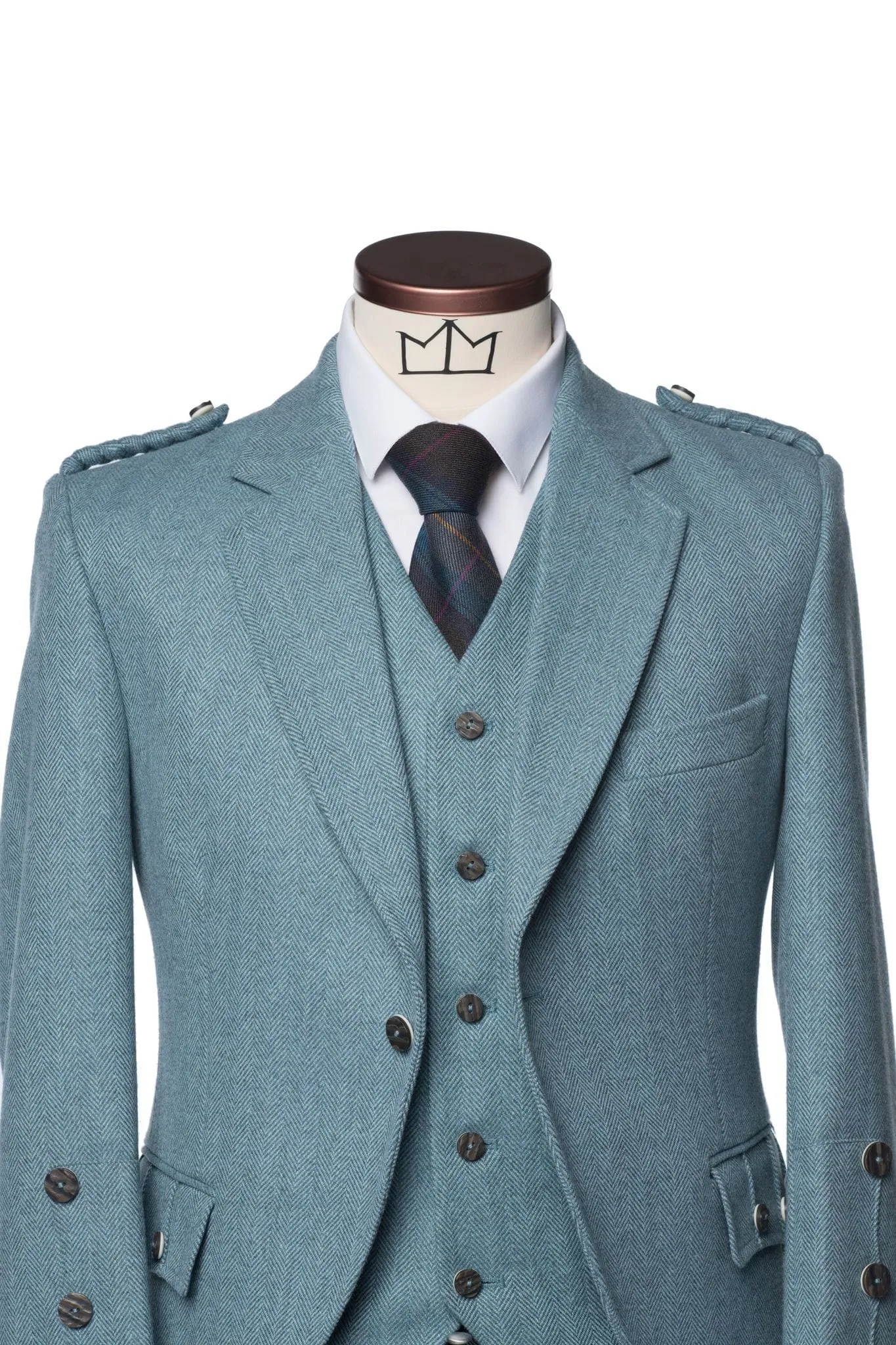 Lovat Blue Tweed Kilt Jacket and Waistcoat