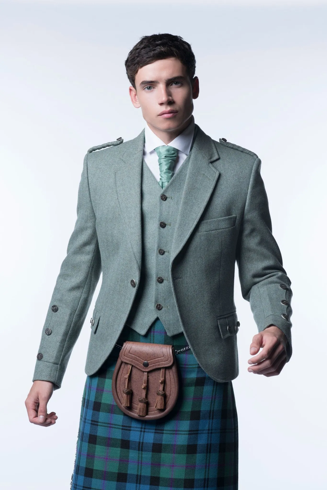 Lovat Green Tweed Kilt Jacket and Waistcoat