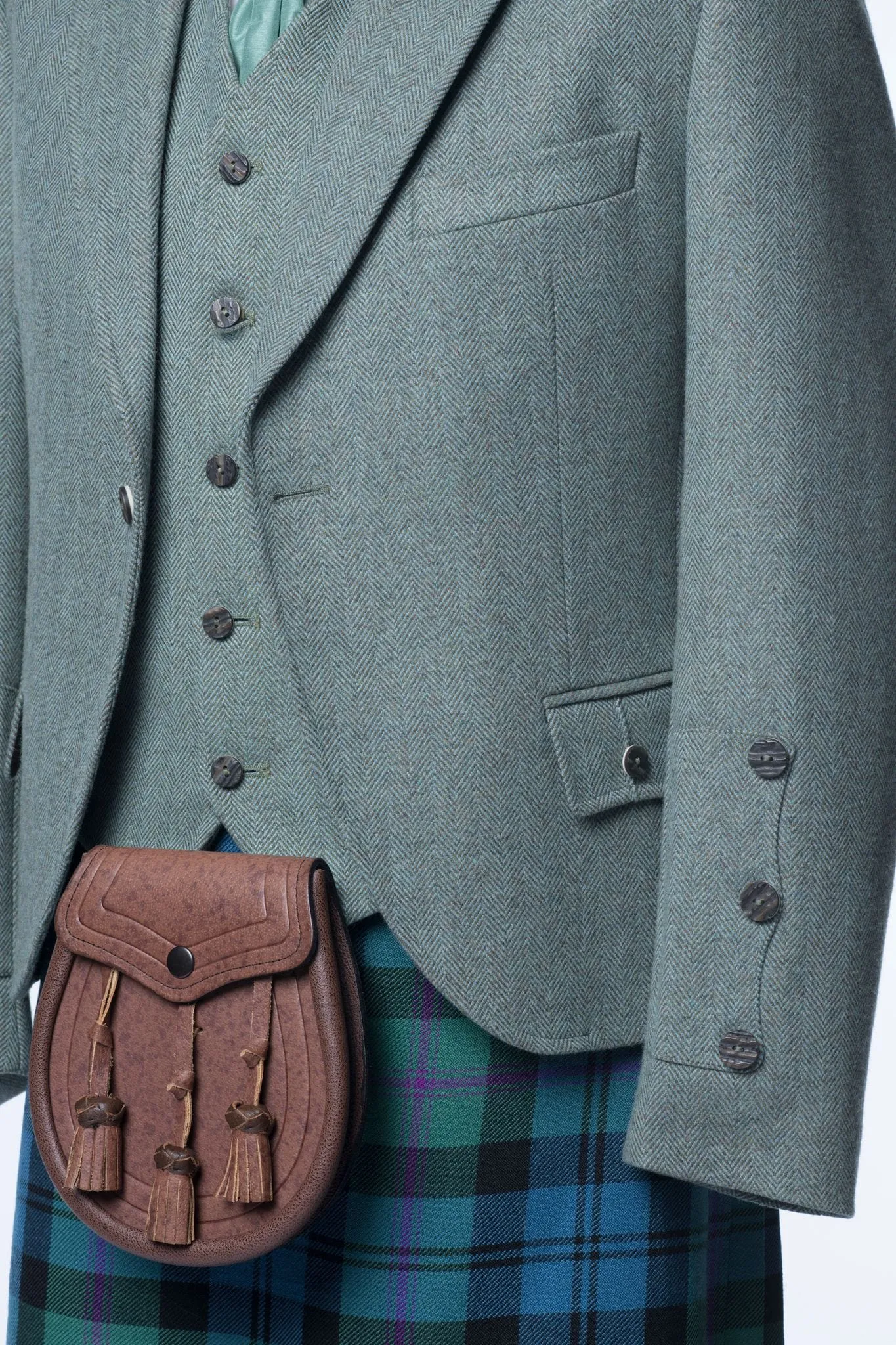 Lovat Green Tweed Kilt Jacket and Waistcoat