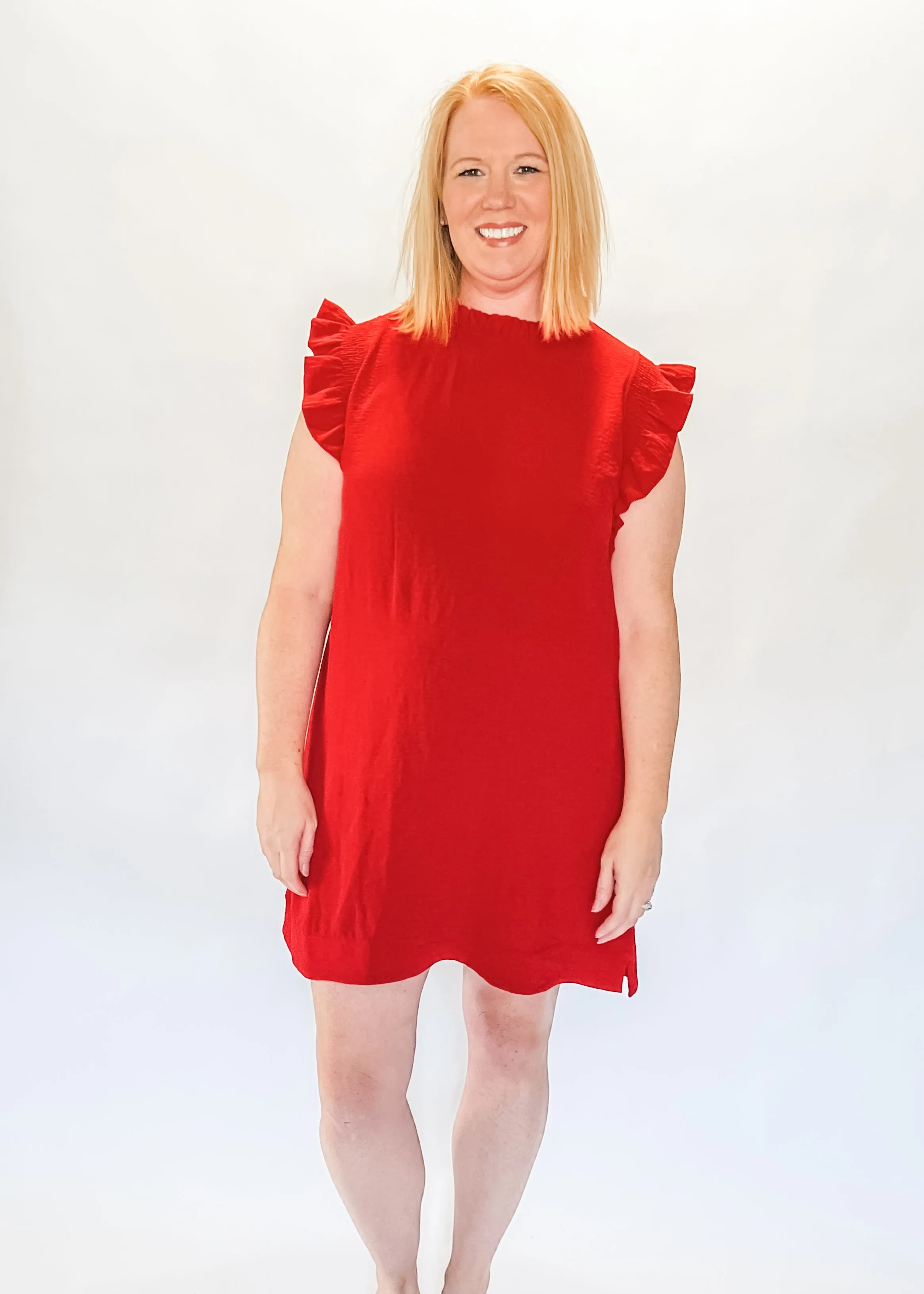 Love at Last Ruffle Sleeve Dress - Red