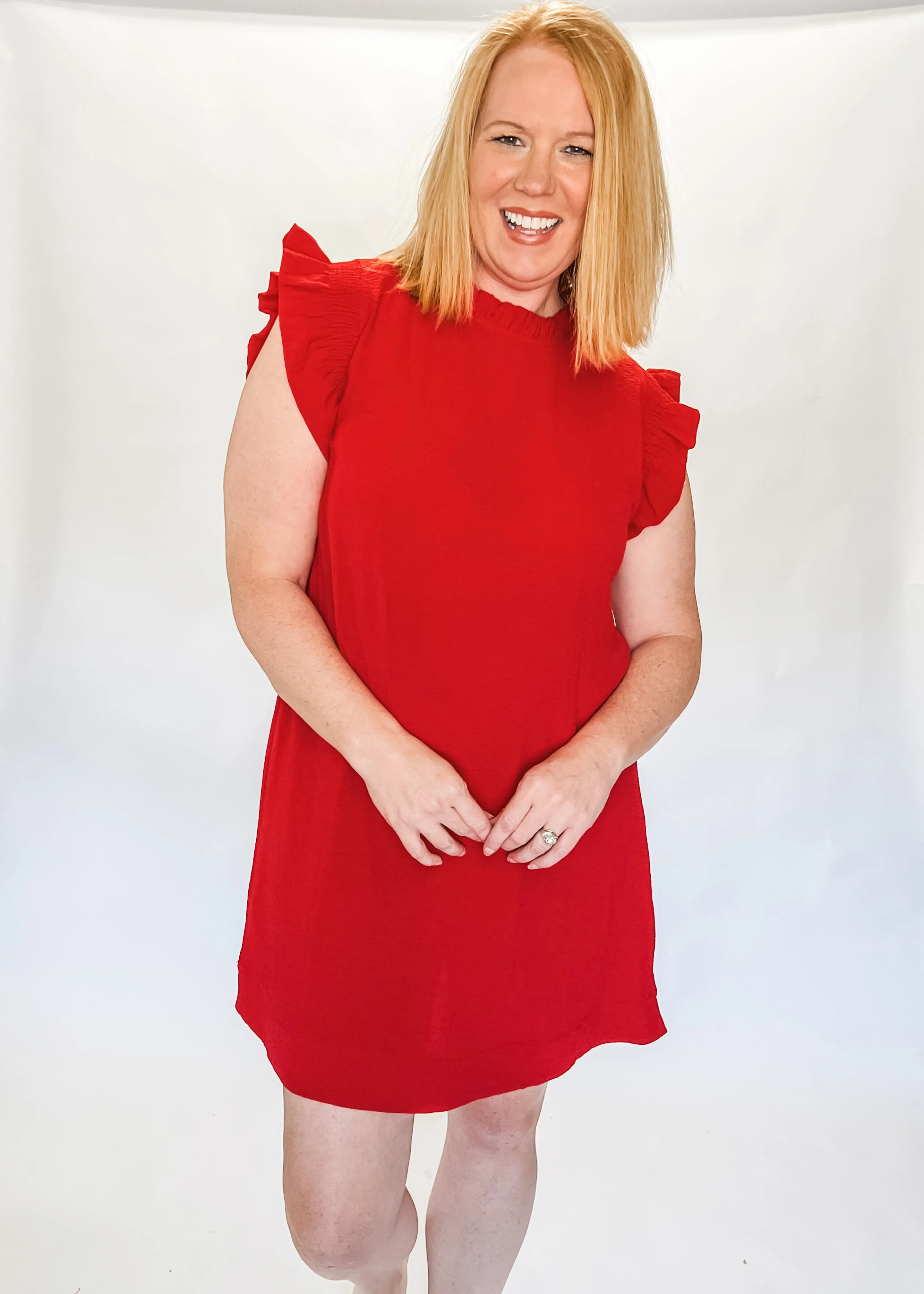 Love at Last Ruffle Sleeve Dress - Red