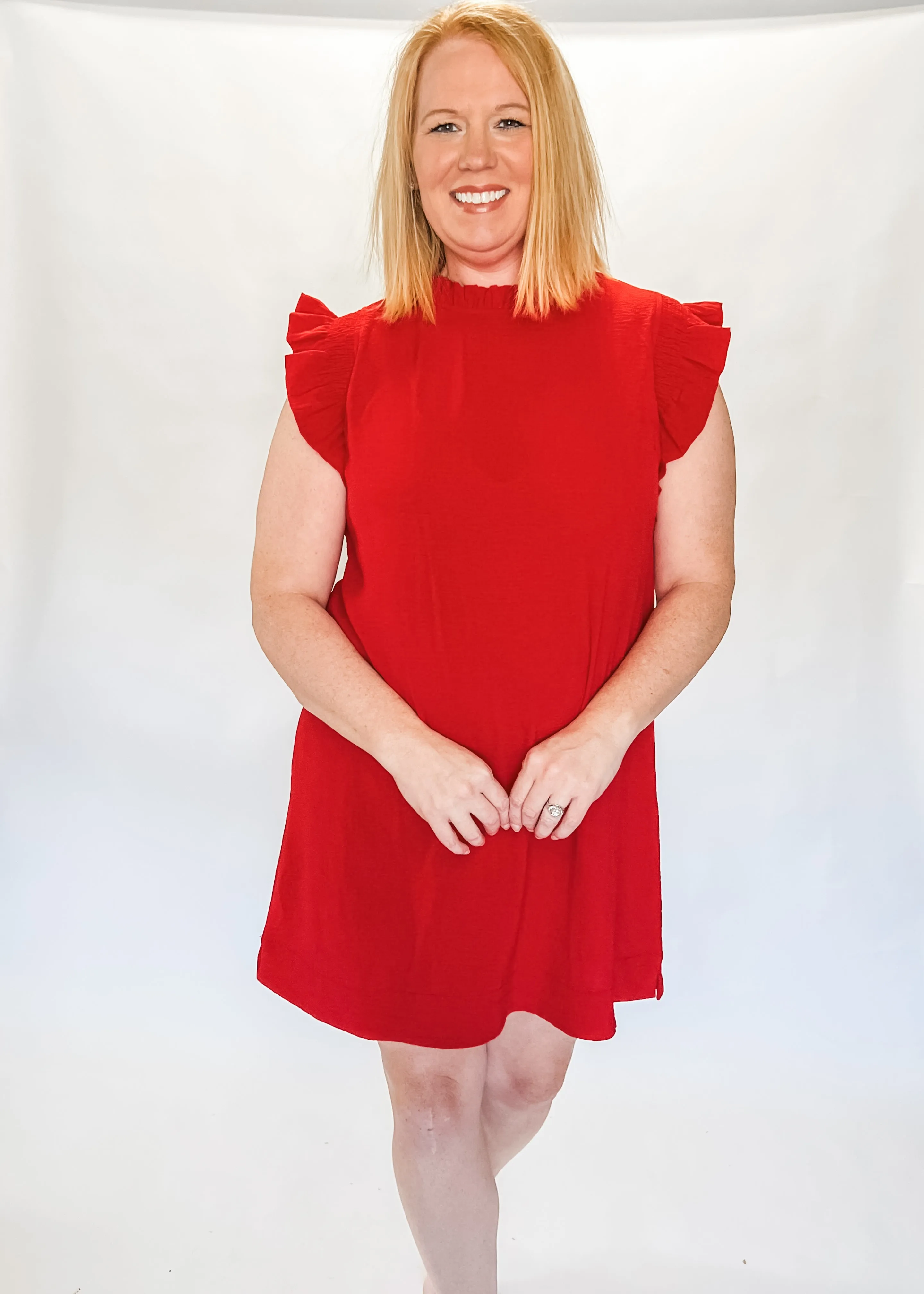 Love at Last Ruffle Sleeve Dress - Red