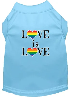 Love Is Love Screen Print Dog Shirt Baby Blue Med