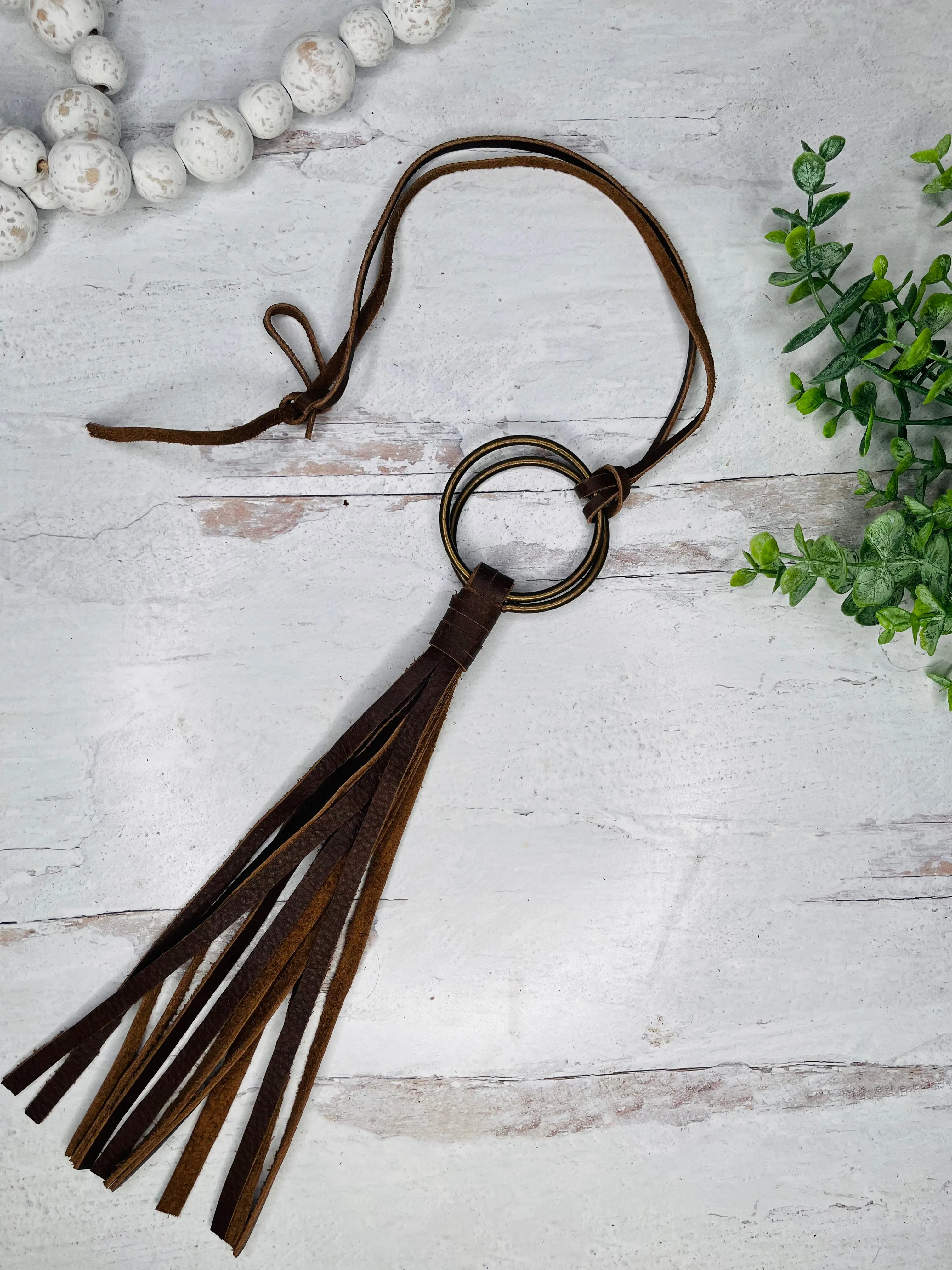 Love Lindsey Leather: Long Tassel Ring Necklace