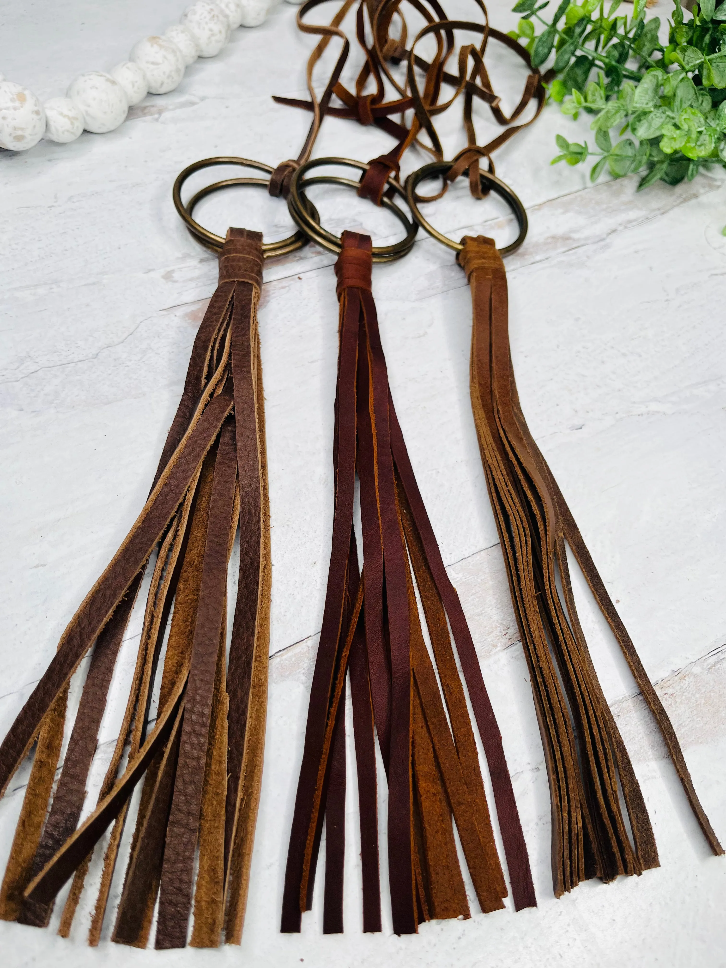 Love Lindsey Leather: Long Tassel Ring Necklace