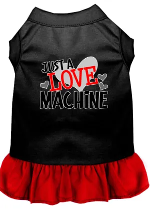 Love Machine Screen Print Dog Dress Black With Red Sm