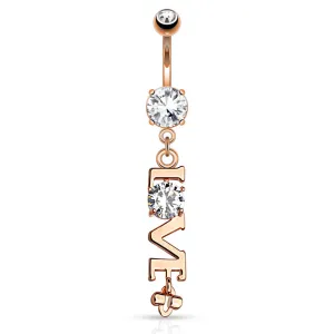 LOVE Message Belly Dangle with Rose Gold Plating