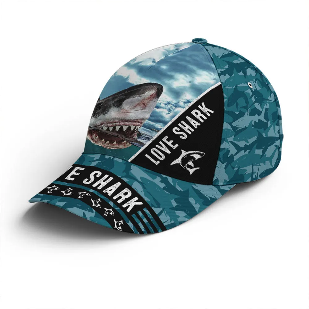 Love Shark Tiger Shark Ocean Theme Baseball Cap Coolspod