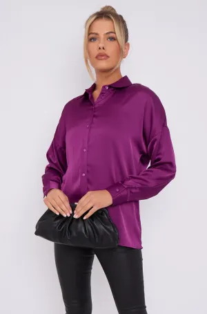 LOVE SUNSHINE Purple Brushed Satin Shirt