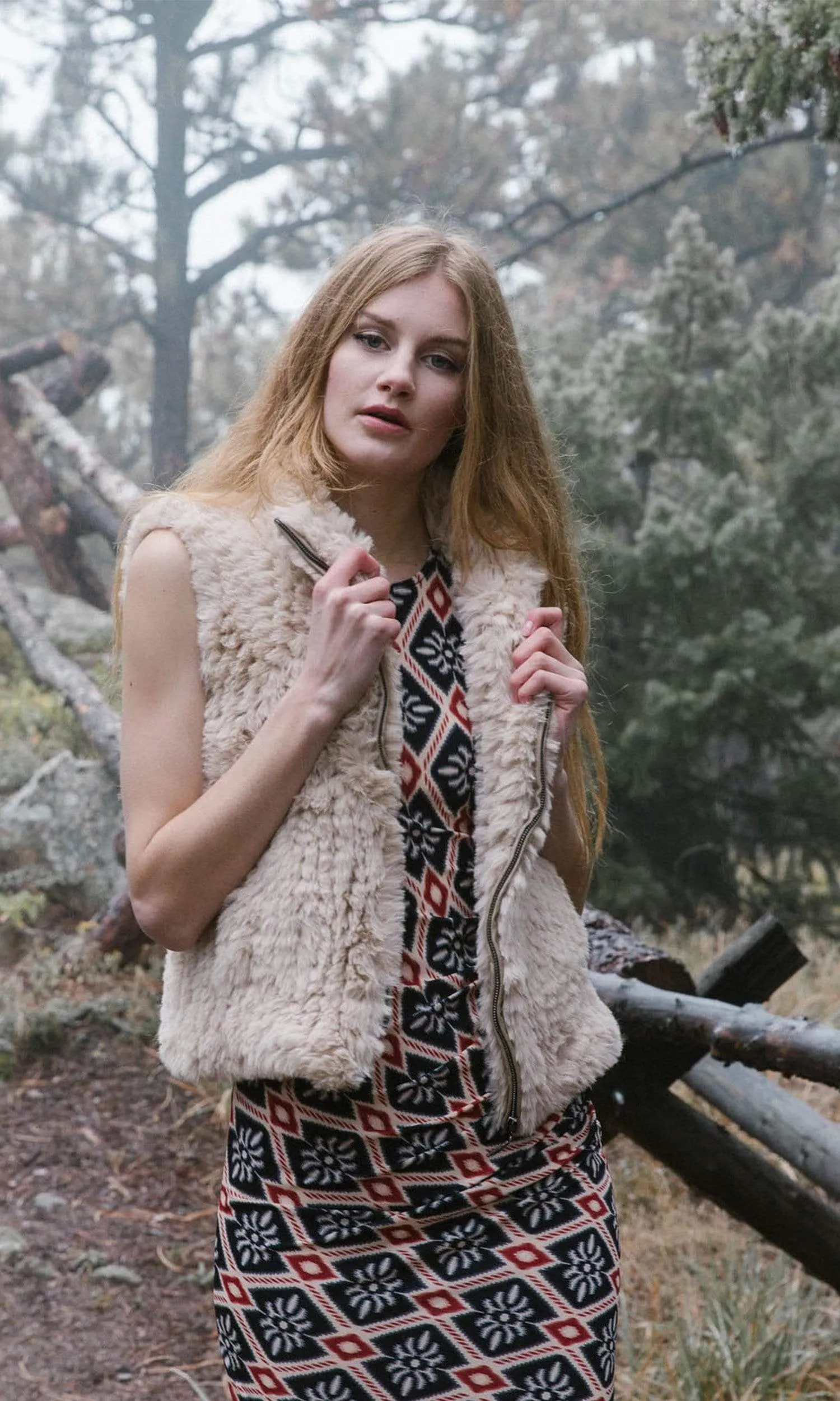 Love Token Ruby Zip Up Faux Fur Vest