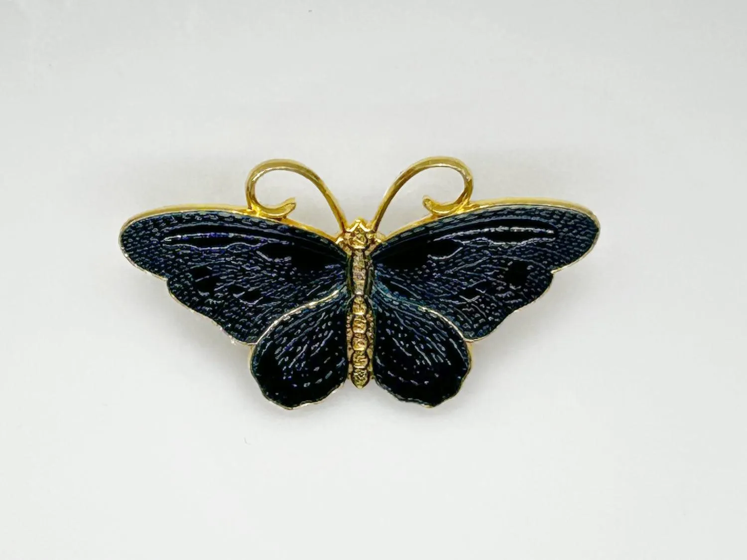 Lovely and Mystical Blue Black Butterfly Brooch