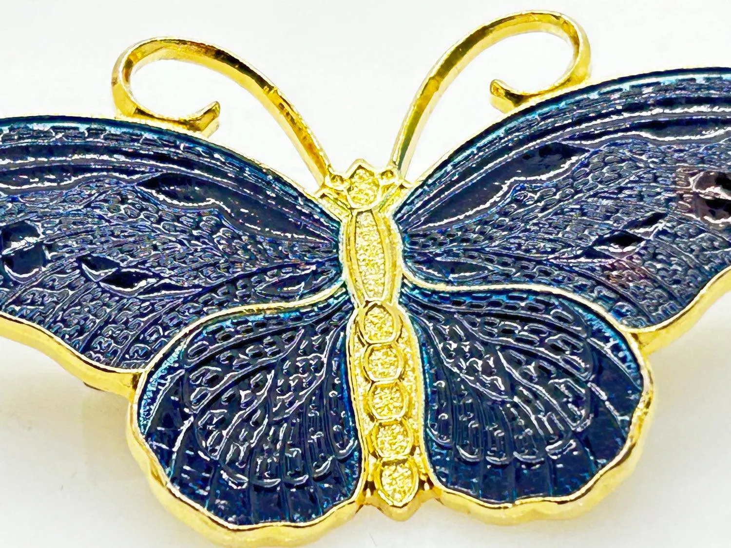 Lovely and Mystical Blue Black Butterfly Brooch