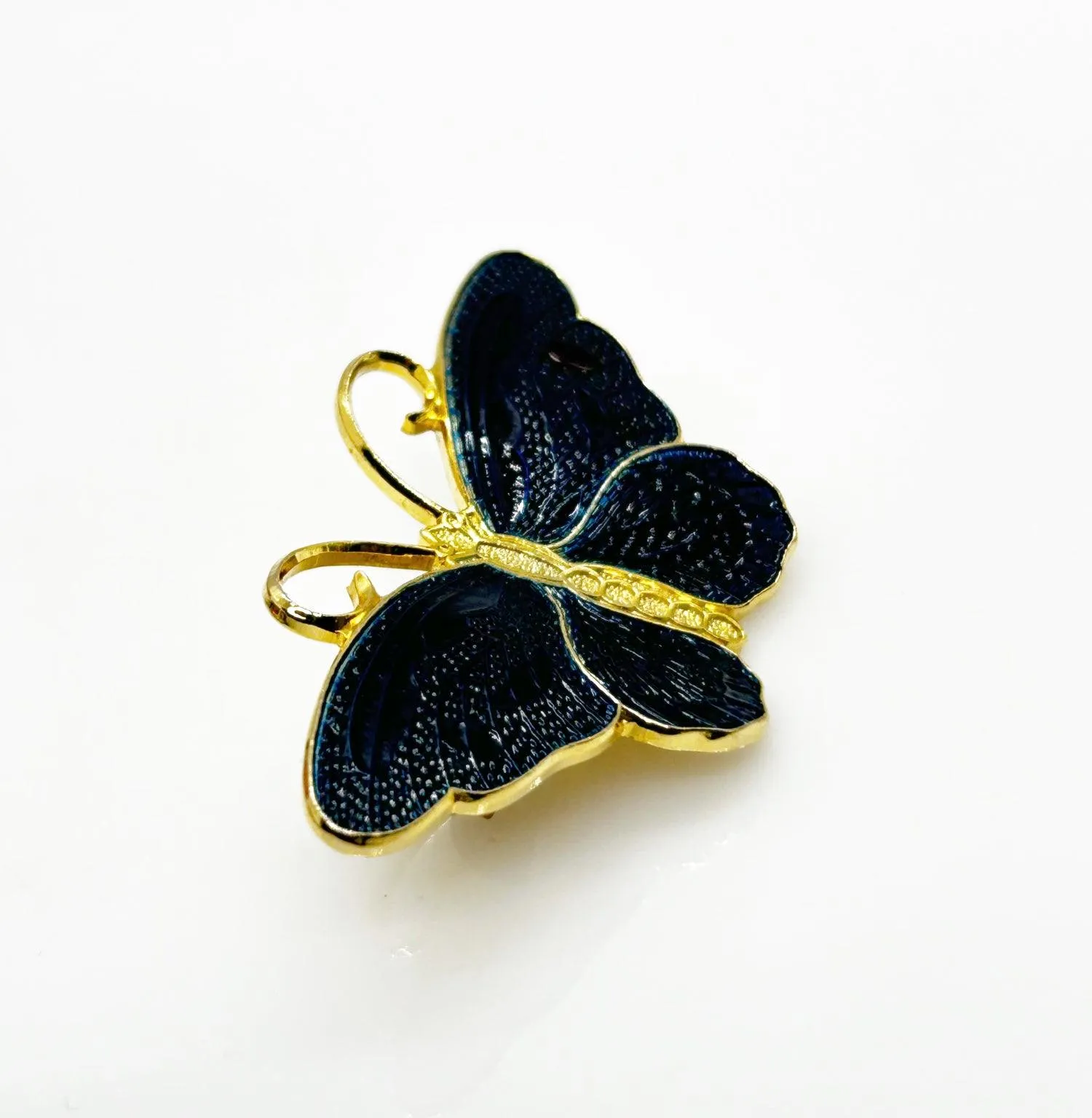 Lovely and Mystical Blue Black Butterfly Brooch