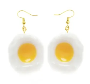 Lovely Fried Eggs Charm Women's Dangle Earrings | Poached Egg Dangle Drop Earrings | Eggs Charm Earrings for Women | Fashion Earring Jewelry