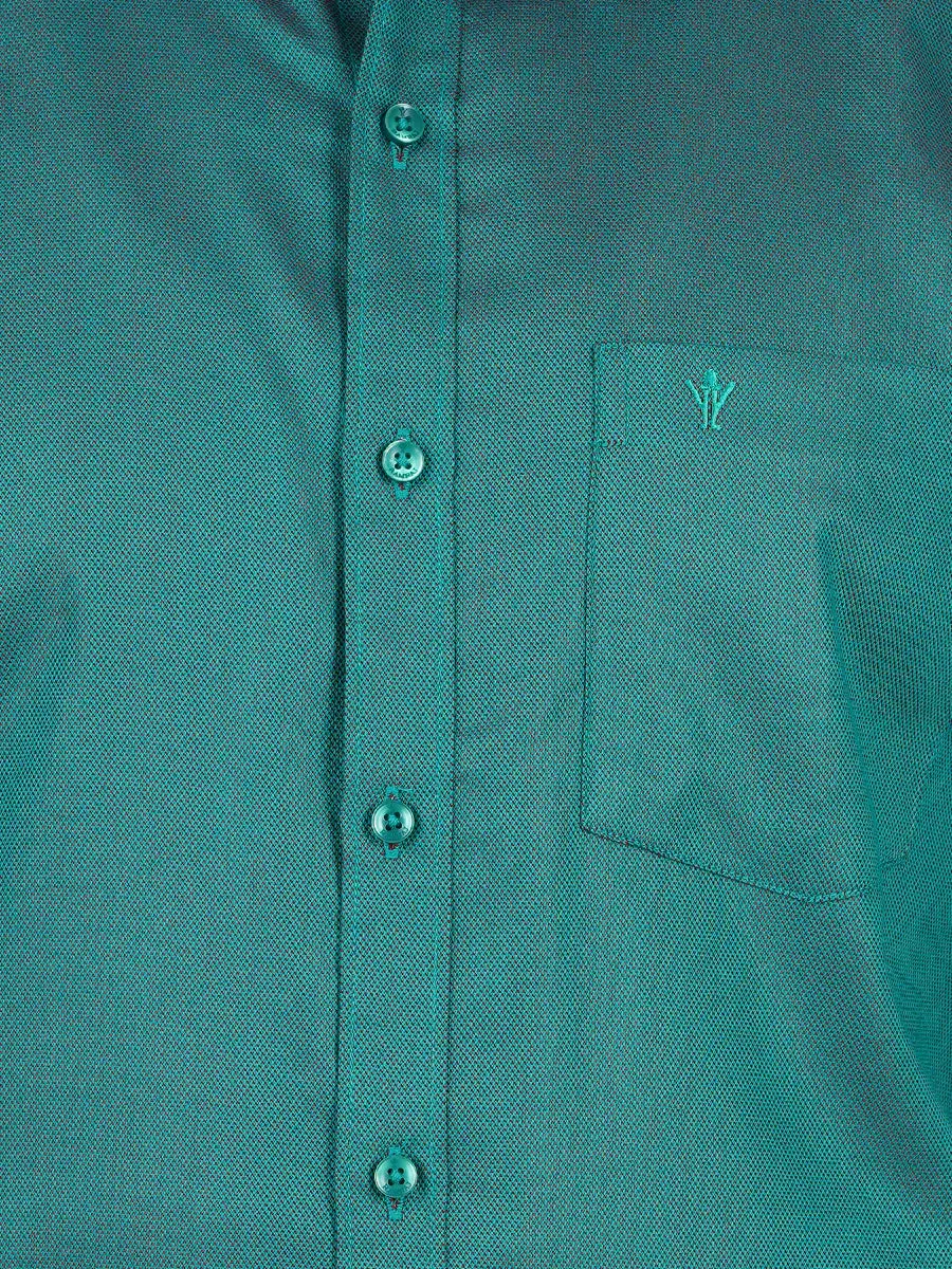 Lovely Teal Blue Color Half Sleeve Silk Plain Shirt  For Men