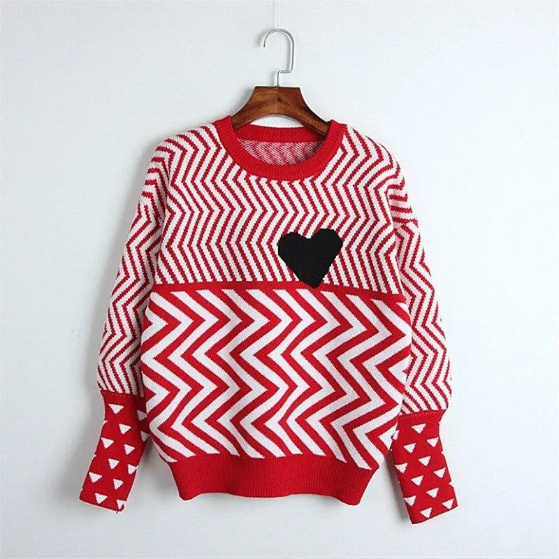 Lovely Thick Chevron Pattern Valentine Sweaters