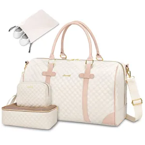 Lovevook All-in-One 3-Piece Beige & Pink Travel Set for Weekend Escapes