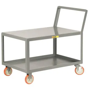 Low Deck Shelf Truck - Sloped Handles Flush Steel Top Locking Casters