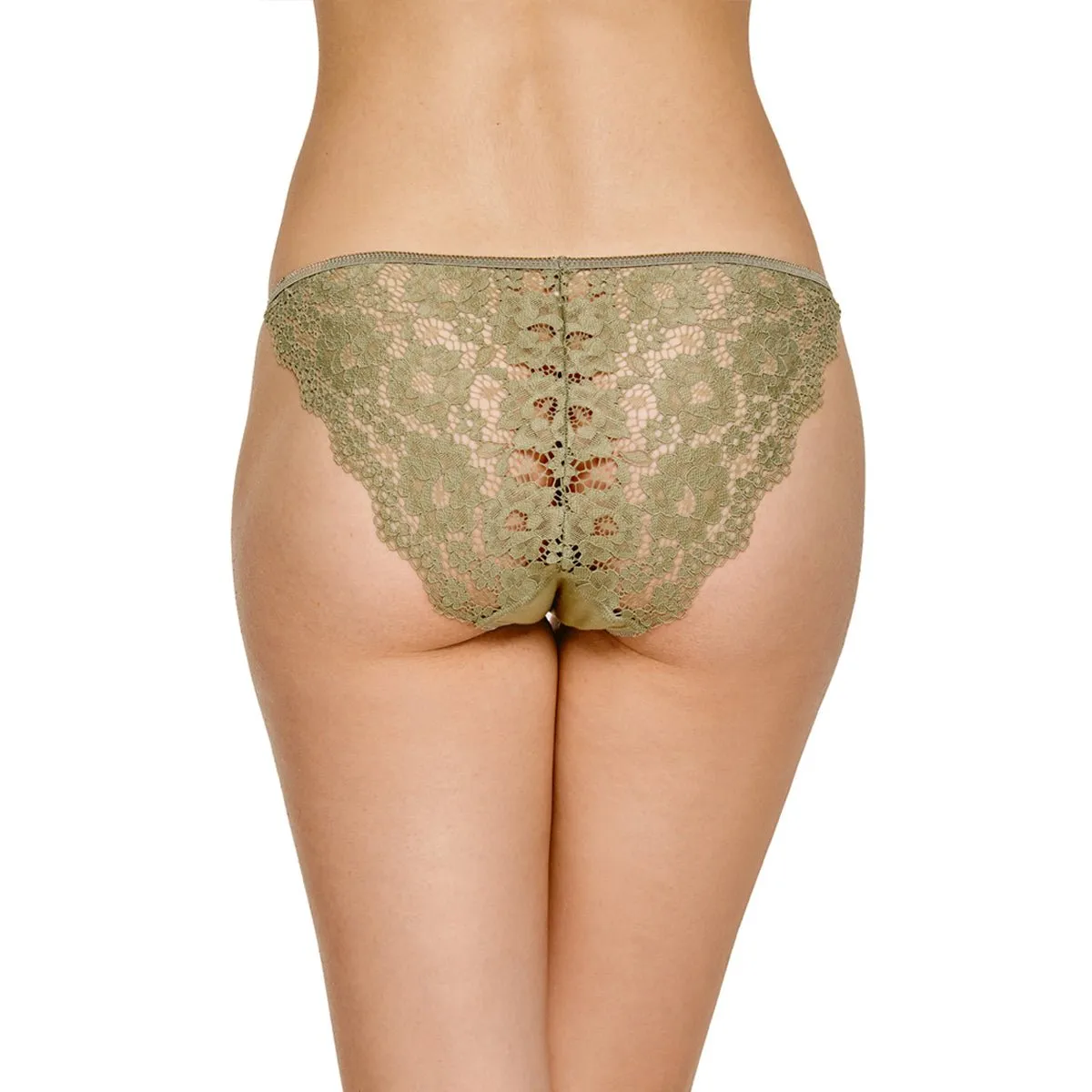 Low-rise Semi-sheer Lace Green Bikini Panty