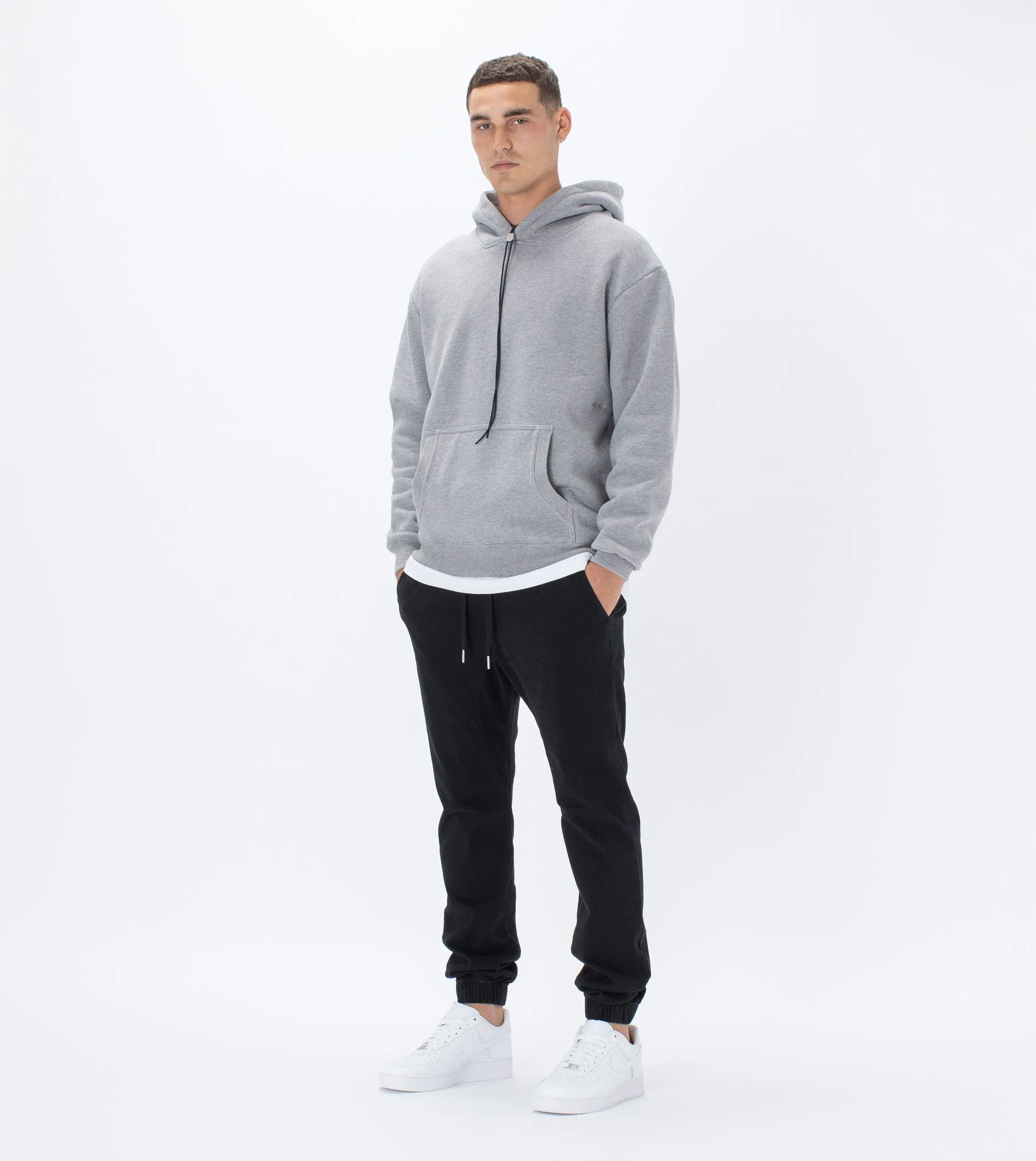 Lowgo Hood Sweat Dk Grey Marle