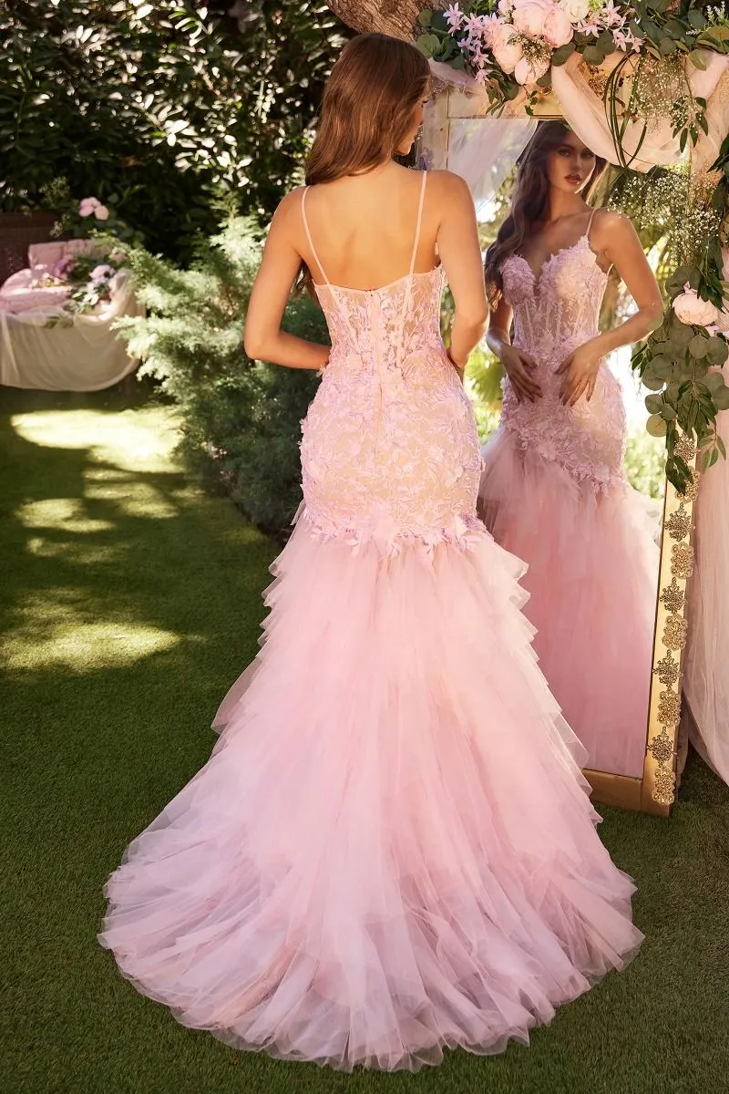 Lowry Prom Dress Lace & Tulle Mermaid Gown 6201327TXK-Blush LaDivine A1327 Andrea & Leo A1327