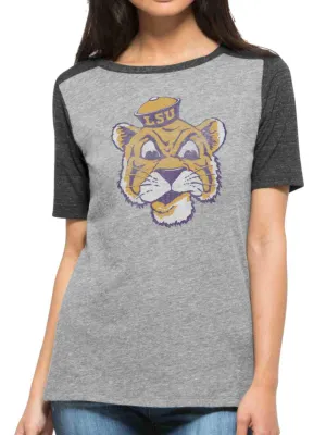 LSU Tigers 47 Brand Women Gray Vintage 1955 Tri-Blend Empire T-Shirt