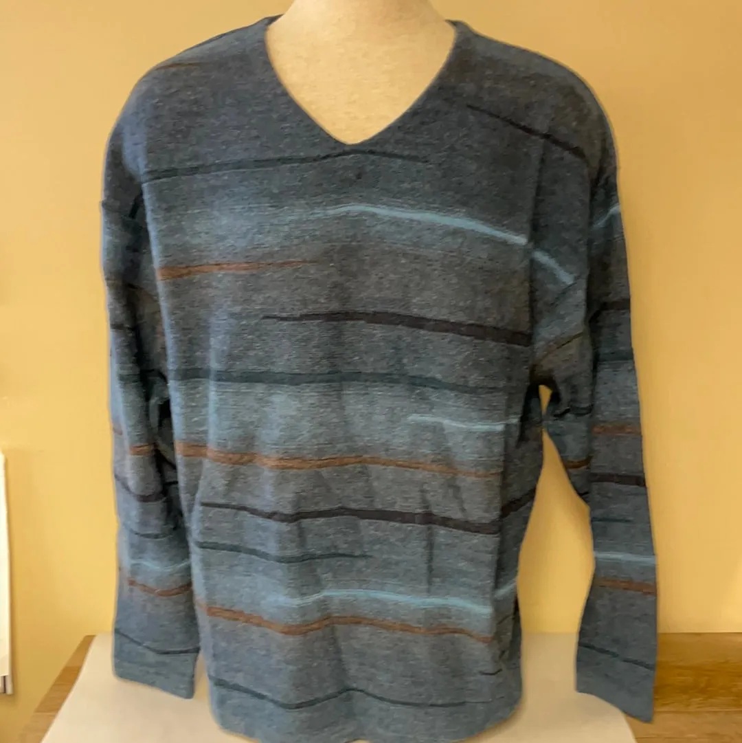 <€€*v Mens TRICOTS ST RAPHAEL Pure Wool Blue Brown Sweater Sz XL