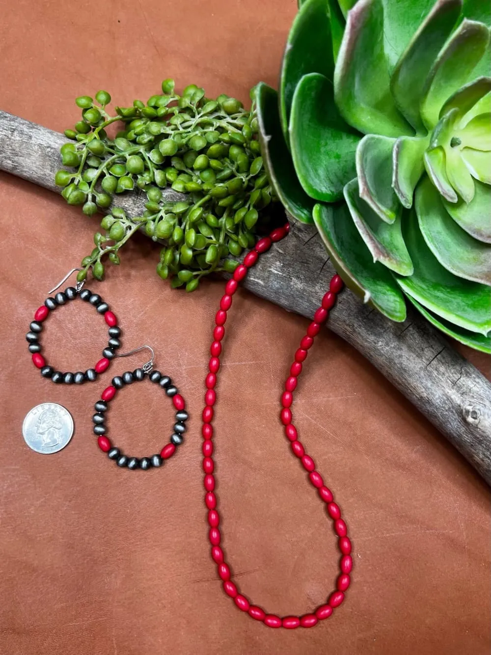 Lubbock Red Beaded Short Necklace