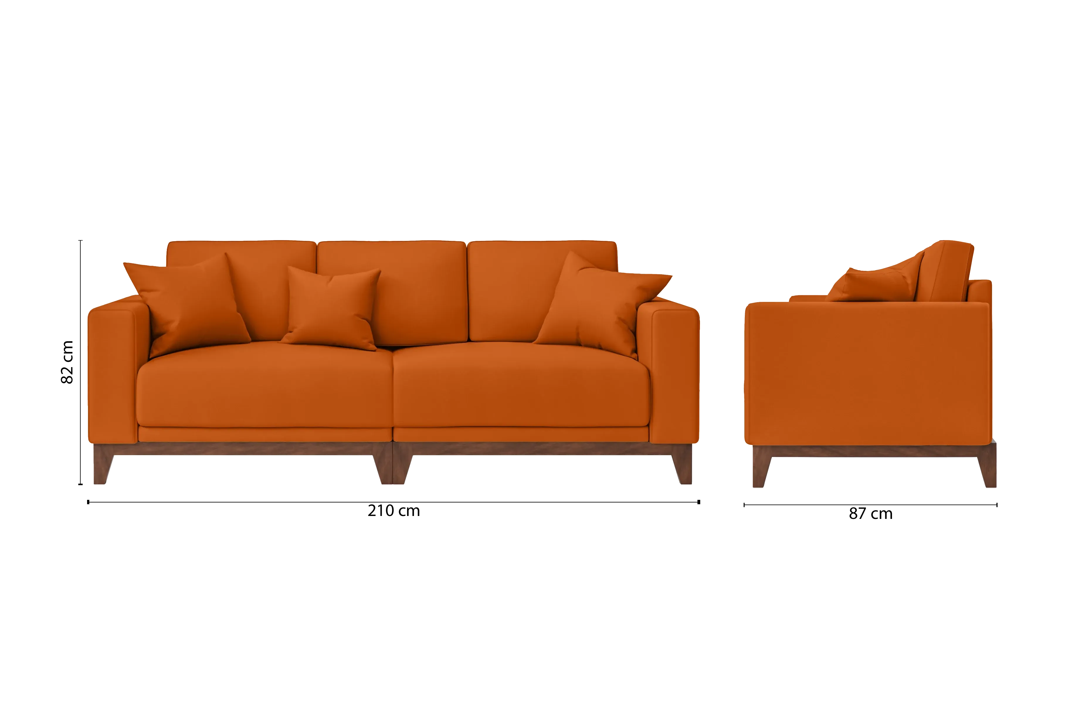 Lucca 3 Seater Sofa Orange Leather