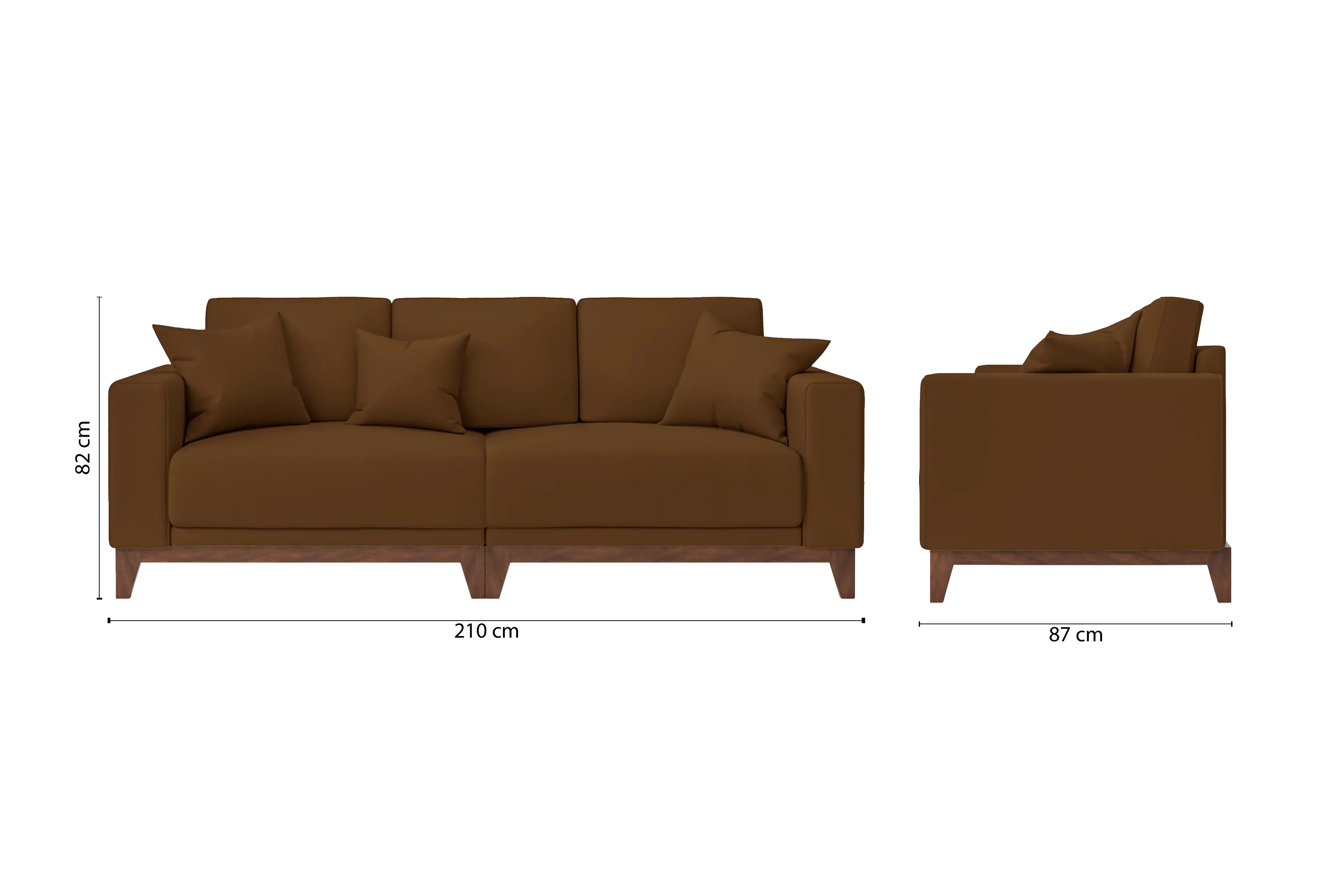 Lucca 3 Seater Sofa Walnut Brown Leather