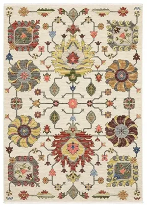 Lucca 8111W Abstract White Rug