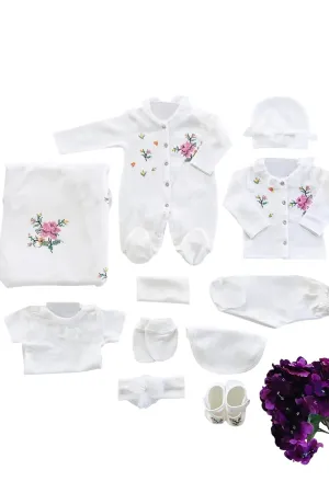 Lucia Newborn Baby Coming Home Outfit Set (11 Pcs)