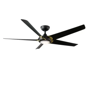 Lucid 62" Ceiling Fan in Soft Brass Arms & Matte Black