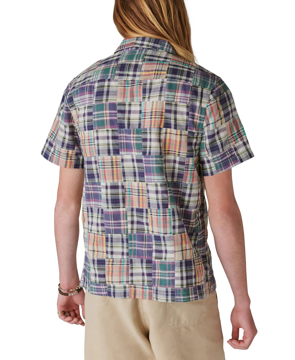 Lucky Brand Men's Patchwork Short Sleeve Work Wear Shirt