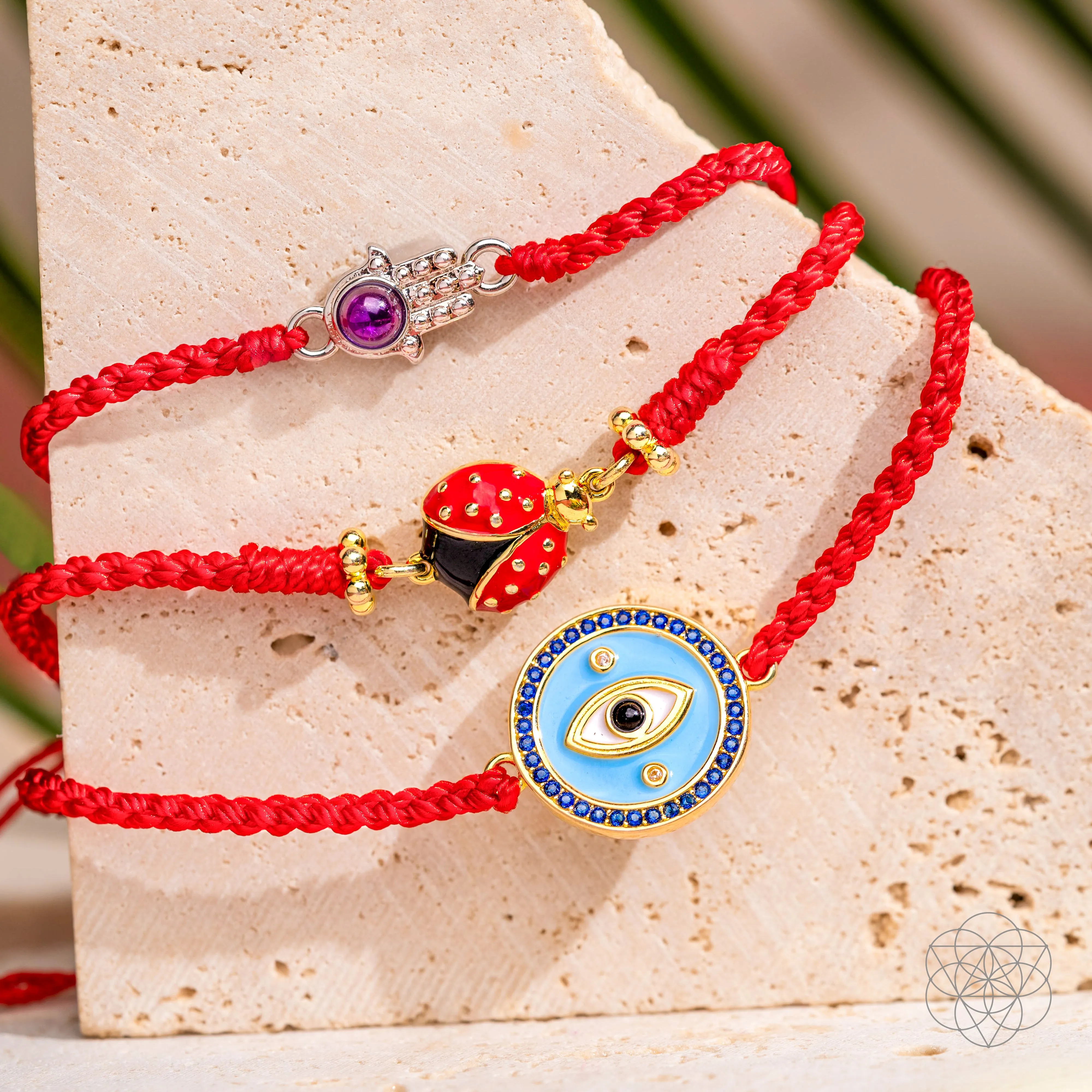 Lucky Ladybug - Four-Strand Red String Bracelet