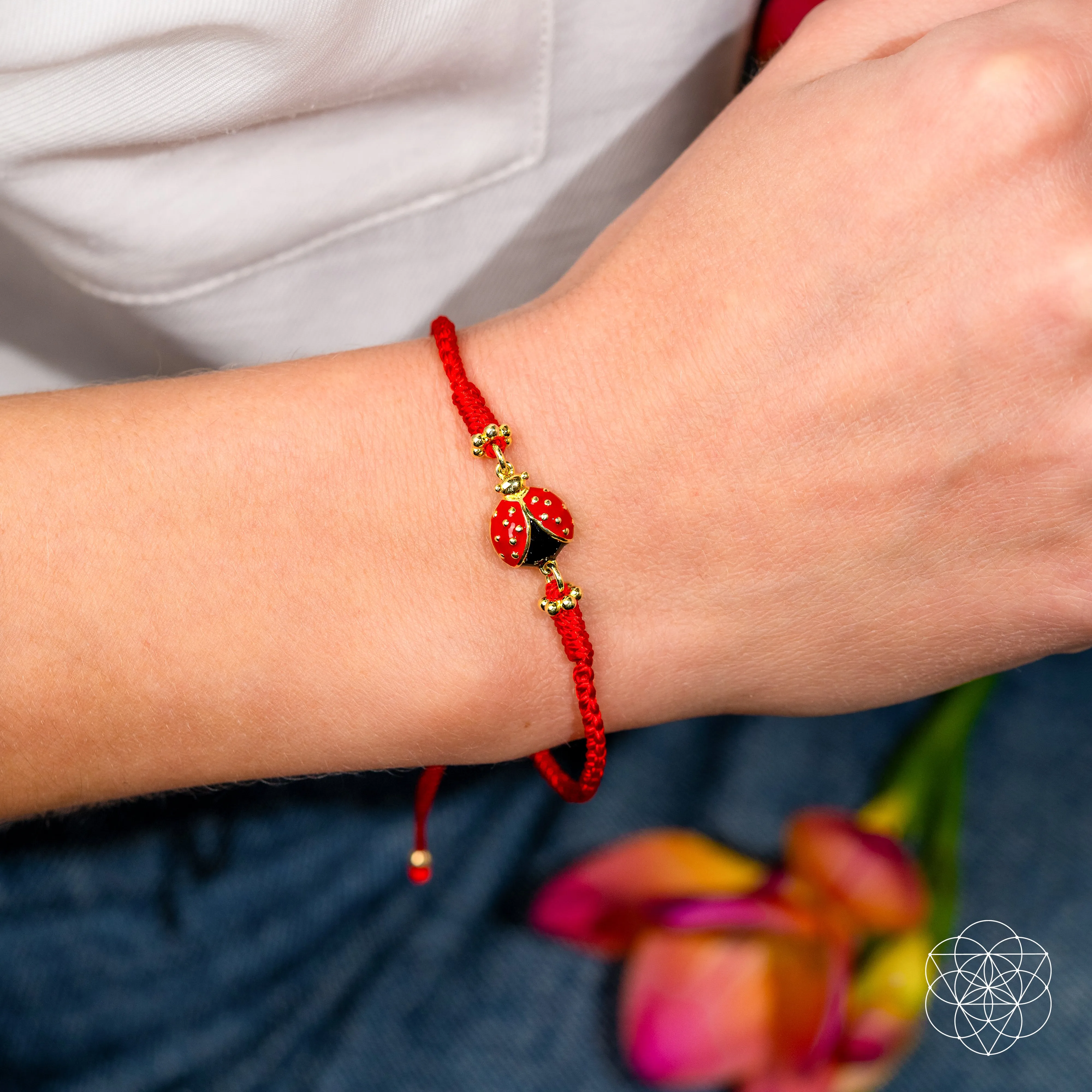 Lucky Ladybug - Four-Strand Red String Bracelet