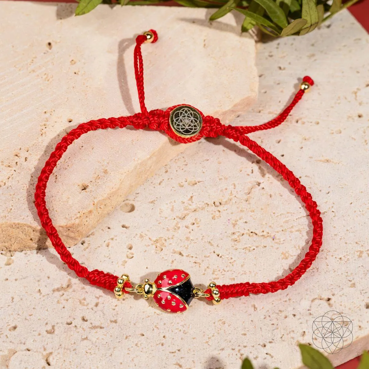 Lucky Ladybug - Four-Strand Red String Bracelet