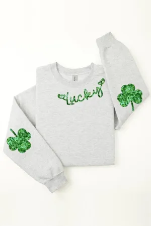 Lucky Shamrock Elbow Graphic Fleece Sweatshirts.