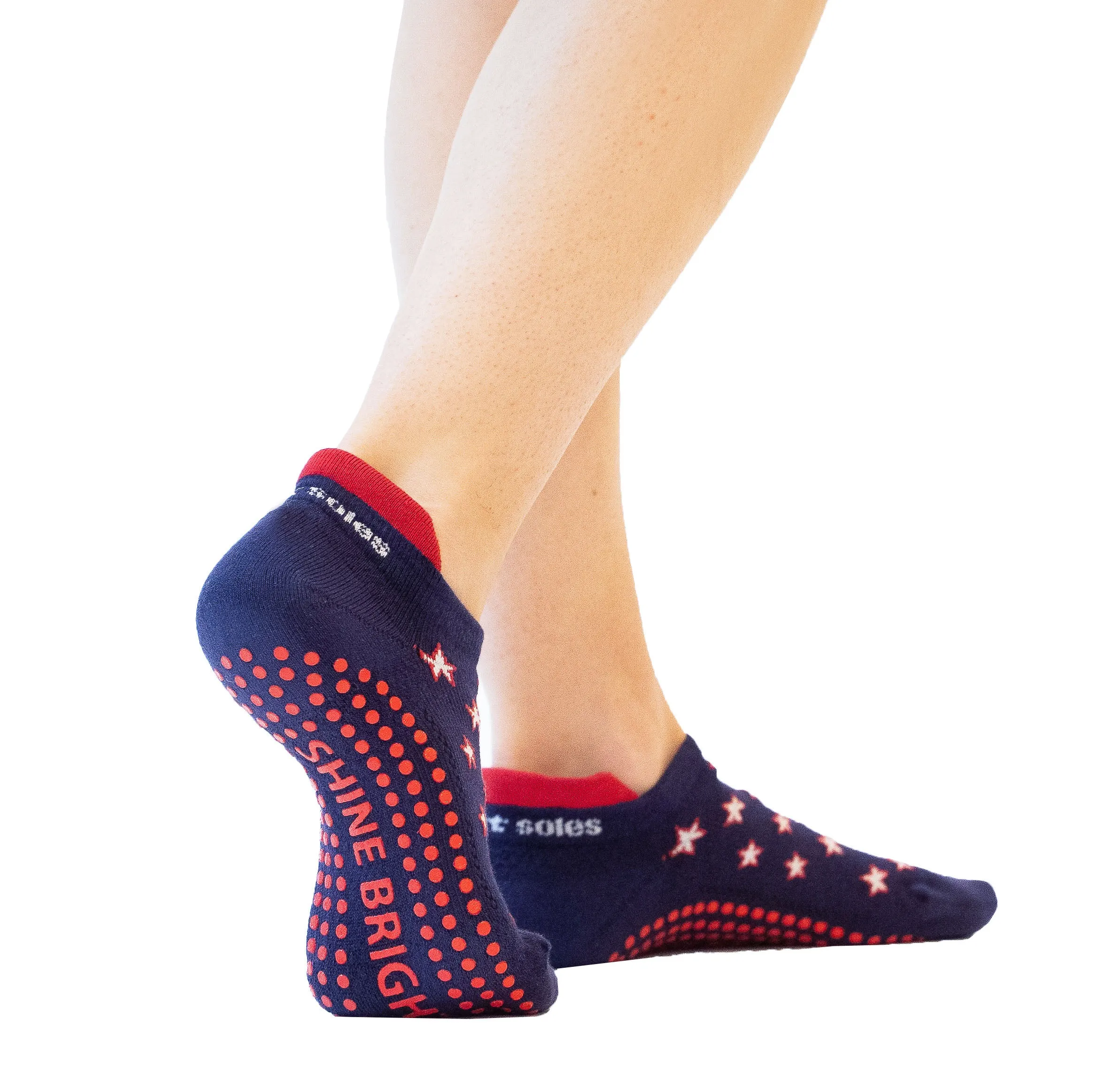 Lucy Tab Back Grip Sock - Stars Blue