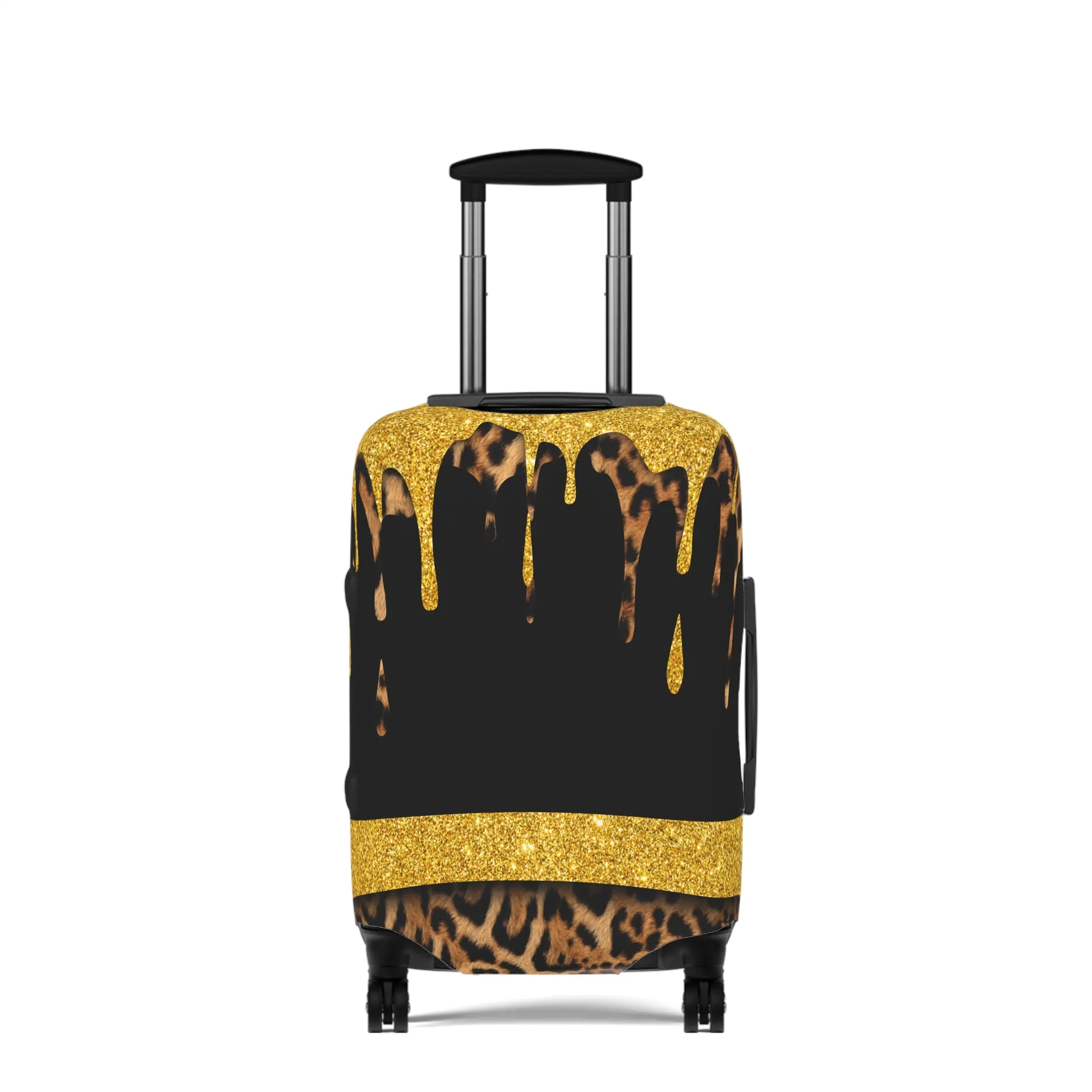 Luggage Cover, Black and Gold Leopard Print, awd-3108