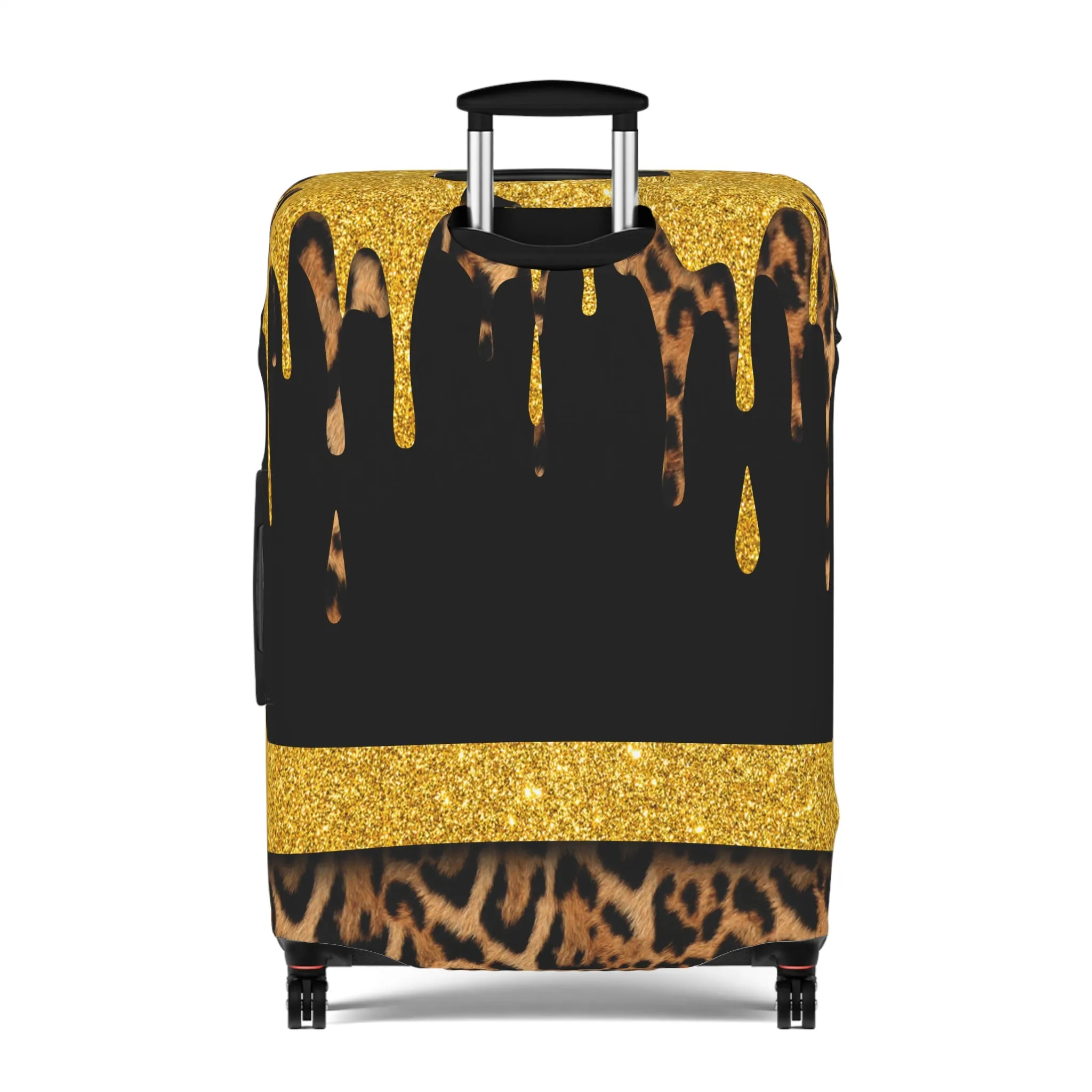 Luggage Cover, Black and Gold Leopard Print, awd-3108