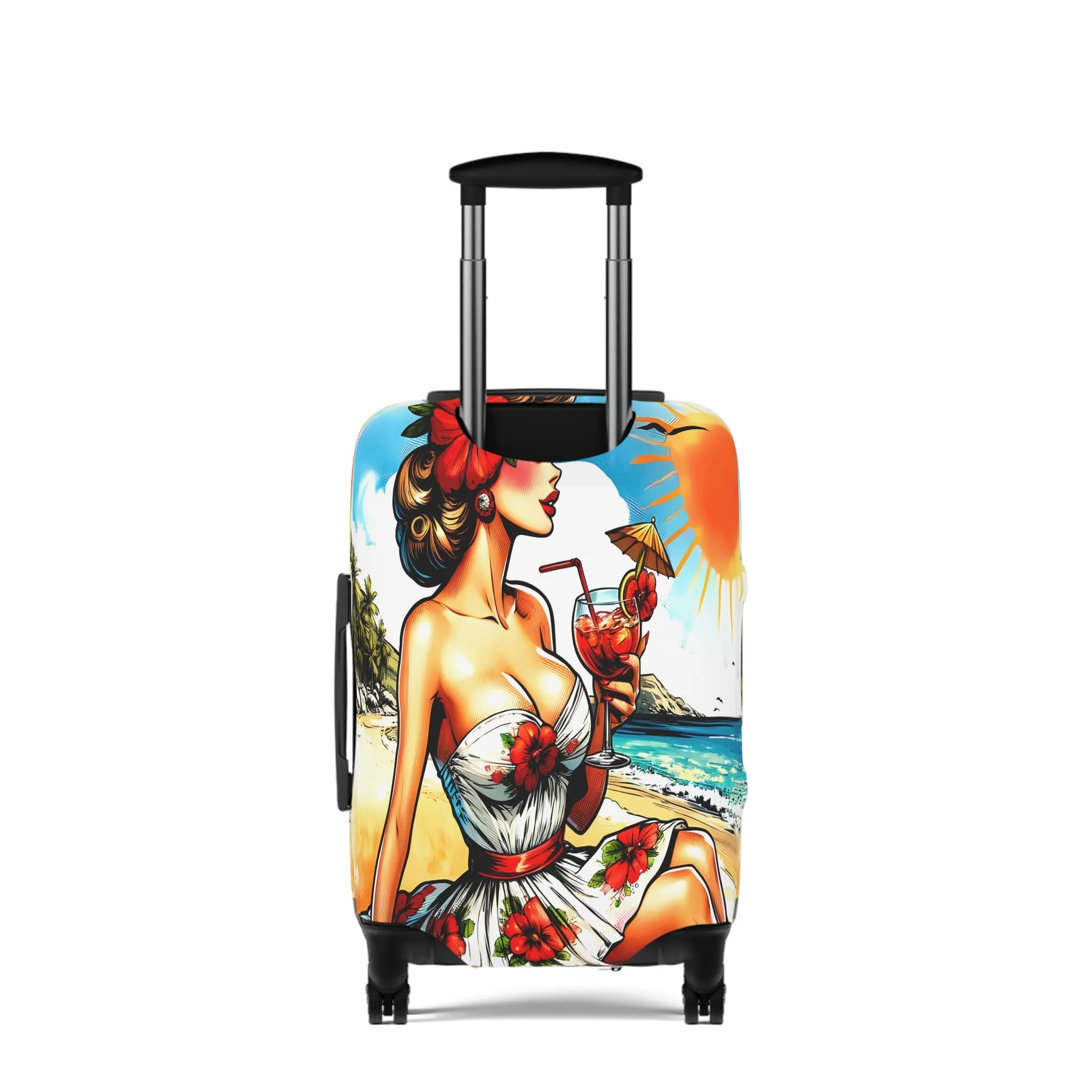 Luggage Cover, Retro Girl, at the Beach, awd-3002