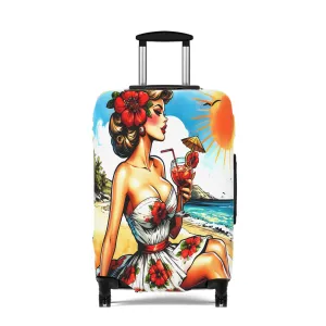 Luggage Cover, Retro Girl, at the Beach, awd-3002