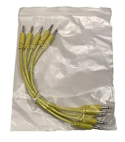 Luigis Modular Supply Spaghetti Eurorack Patch Cables - Package of 5 Yellow Cables, 6 (15 cm)