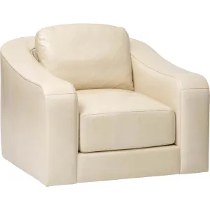 Luka Leather Swivel Chair, Landry Ivory