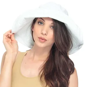 Lullaby Womens Summer Sun Protective Solid Color Packable Sun Bucket Hat White