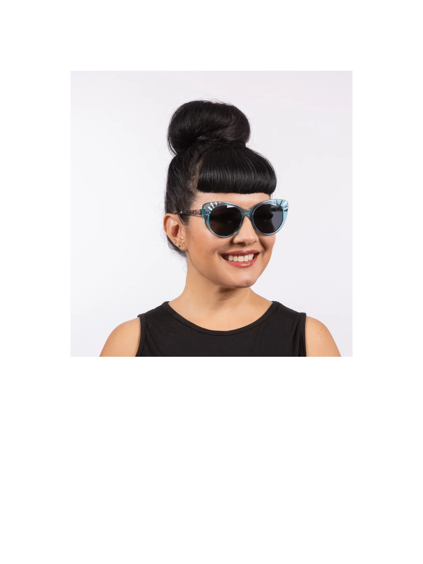 Lulu Sunglasses - Teal Crystal Acetate Frame with Black Smoke Lens