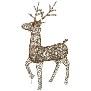 Lumineo 147cm Dark Brown/Warm White LED Reindeer